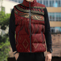 Aotearoa Maori Waikato Tainui Iwi Sleeveless Puffer Jacket Korowai Tukutuku Kaokao Motifs