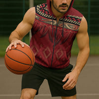 Aotearoa Maori Waikato Tainui Iwi Sleeveless Zip Hoodie Korowai Tukutuku Kaokao Motifs