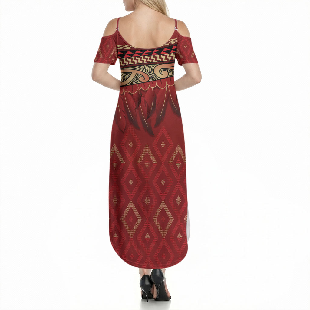 Aotearoa Maori Waikato Tainui Iwi Summer Maxi Dress Korowai Tukutuku Kaokao Motifs