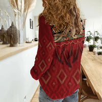 Aotearoa Maori Waikato Tainui Iwi Women Casual Shirt Korowai Tukutuku Kaokao Motifs