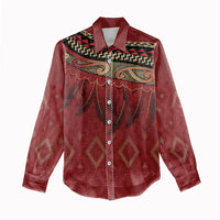 Aotearoa Maori Waikato Tainui Iwi Women Casual Shirt Korowai Tukutuku Kaokao Motifs
