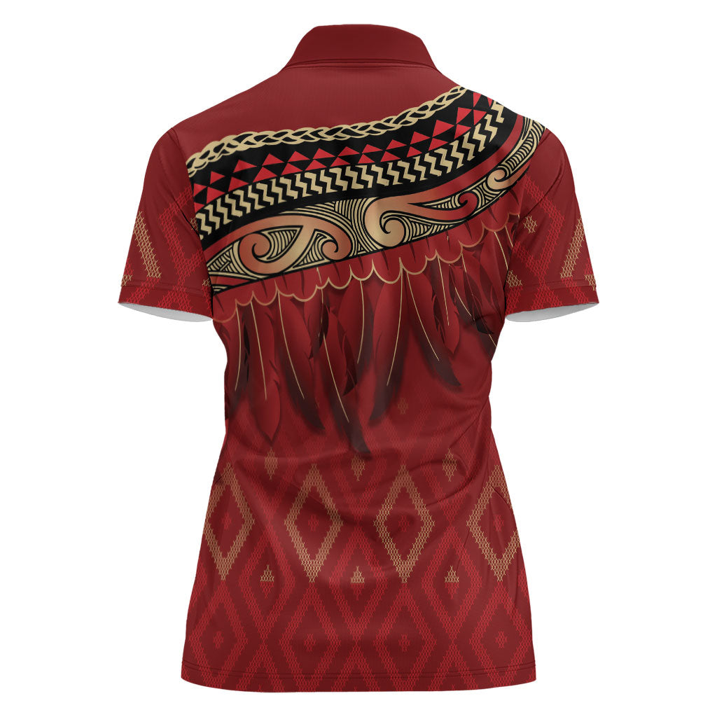 Aotearoa Maori Waikato Tainui Iwi Women Polo Shirt Korowai Tukutuku Kaokao Motifs
