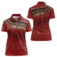 Aotearoa Maori Waikato Tainui Iwi Women Polo Shirt Korowai Tukutuku Kaokao Motifs
