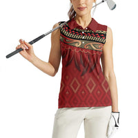 Aotearoa Maori Waikato Tainui Iwi Women Sleeveless Polo Shirt Korowai Tukutuku Kaokao Motifs