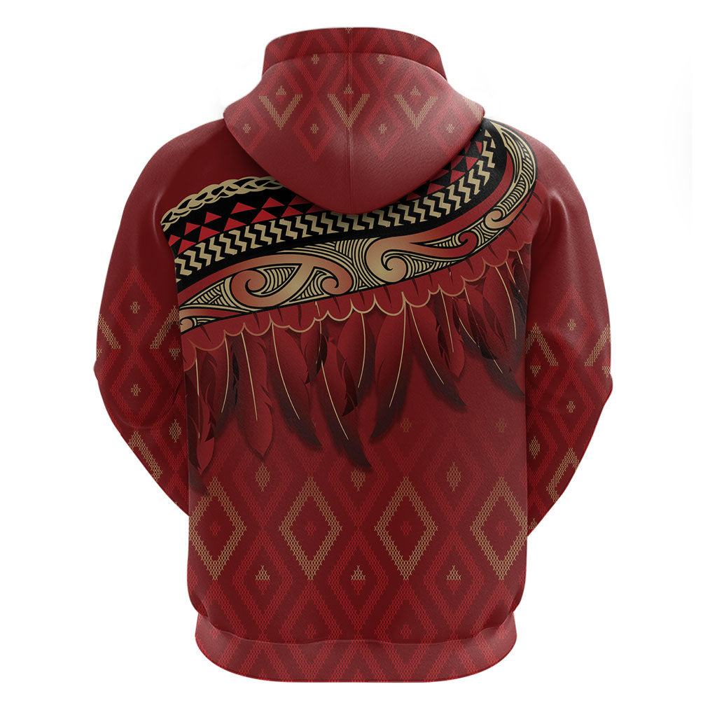 Aotearoa Maori Waikato Tainui Iwi Zip Hoodie Korowai Tukutuku Kaokao Motifs