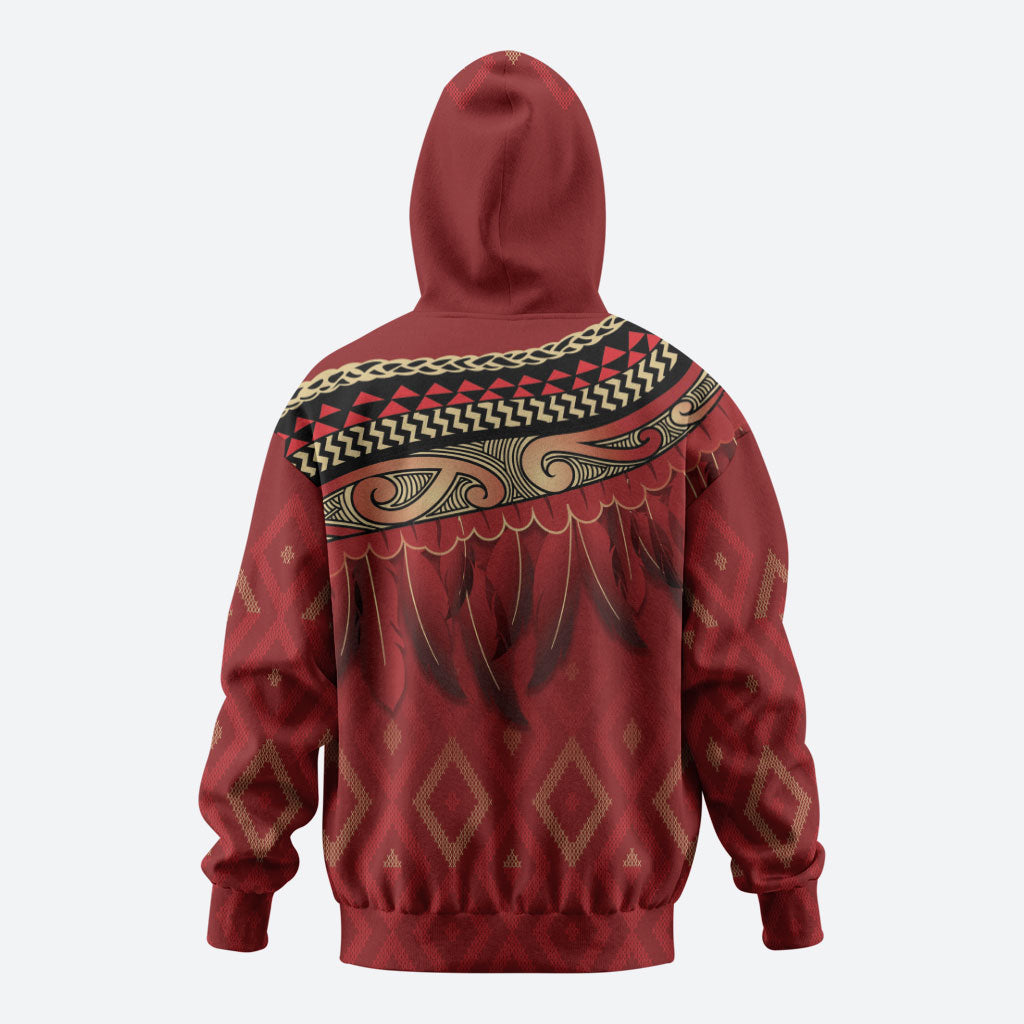 Aotearoa Maori Waikato Tainui Iwi Zip Hoodie Korowai Tukutuku Kaokao Motifs
