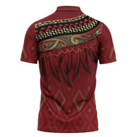 Aotearoa Maori Waikato Tainui Iwi Zipper Polo Shirt Korowai Tukutuku Kaokao Motifs