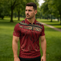 Aotearoa Maori Waikato Tainui Iwi Zipper Polo Shirt Korowai Tukutuku Kaokao Motifs
