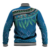 Aotearoa Maori Ngati Kahungunu Iwi Paua Blue Baseball Jacket Korowai Tukutuku Kaokao Motifs