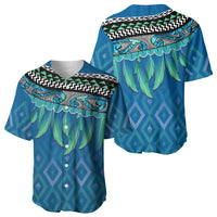 Aotearoa Maori Ngati Kahungunu Iwi Paua Blue Baseball Jersey Korowai Tukutuku Kaokao Motifs