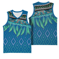 Aotearoa Maori Ngati Kahungunu Iwi Paua Blue Basketball Jersey Korowai Tukutuku Kaokao Motifs