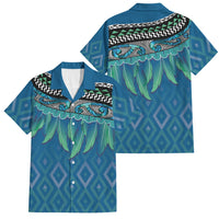 Aotearoa Maori Ngati Kahungunu Iwi Paua Blue Family Matching Puletasi and Hawaiian Shirt Korowai Tukutuku Kaokao Motifs