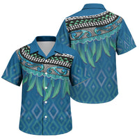Aotearoa Maori Ngati Kahungunu Iwi Paua Blue Family Matching Tank Maxi Dress and Hawaiian Shirt Korowai Tukutuku Kaokao Motifs
