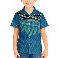 Aotearoa Maori Ngati Kahungunu Iwi Paua Blue Hawaiian Shirt Korowai Tukutuku Kaokao Motifs