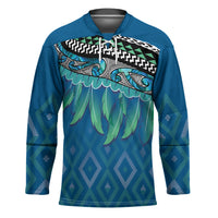 Aotearoa Maori Ngati Kahungunu Iwi Paua Blue Hockey Jersey Korowai Tukutuku Kaokao Motifs