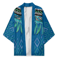 Aotearoa Maori Ngati Kahungunu Iwi Paua Blue Kimono Korowai Tukutuku Kaokao Motifs