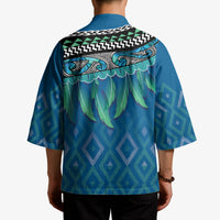 Aotearoa Maori Ngati Kahungunu Iwi Paua Blue Kimono Korowai Tukutuku Kaokao Motifs