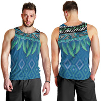 Aotearoa Maori Ngati Kahungunu Iwi Paua Blue Men Tank Top Korowai Tukutuku Kaokao Motifs