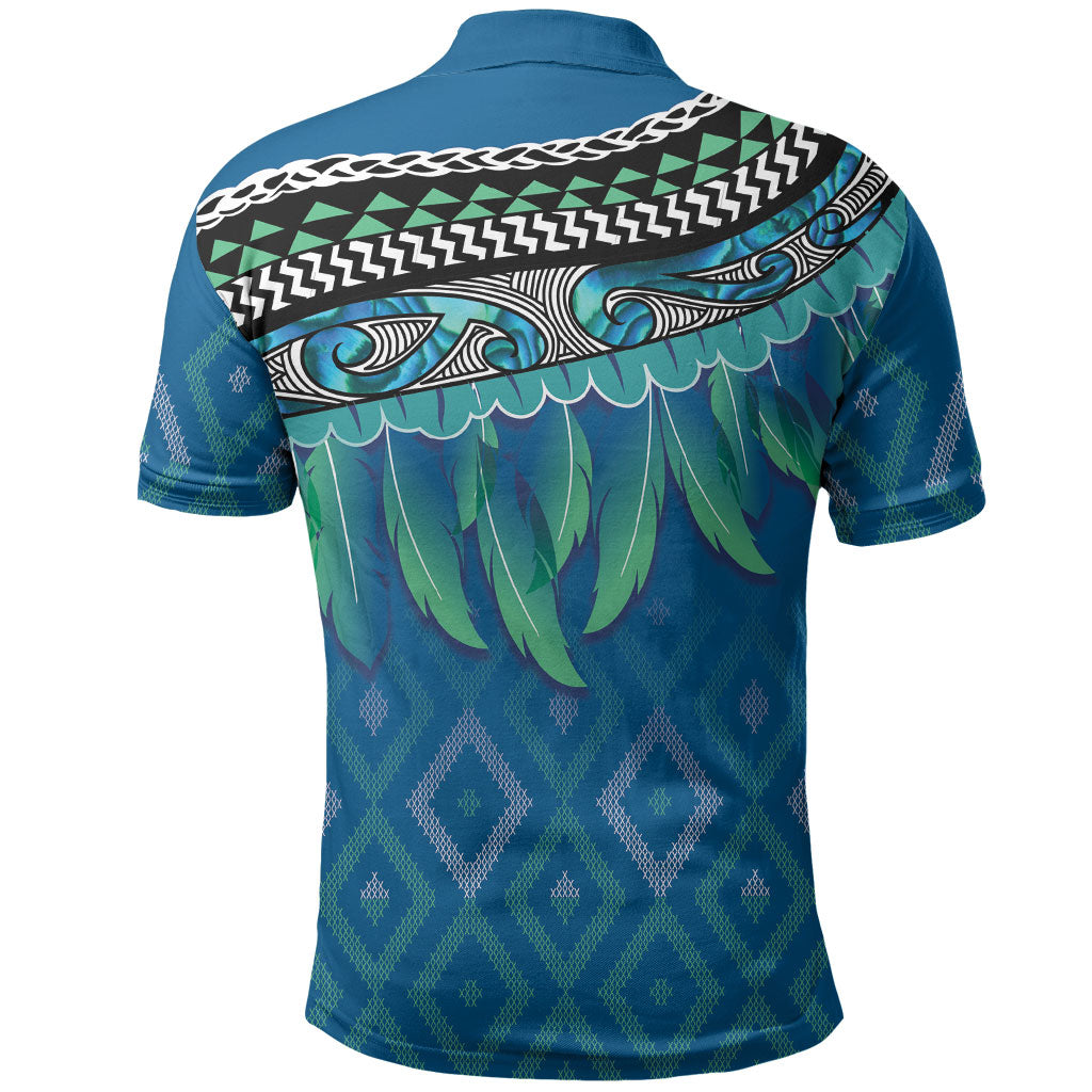 Aotearoa Maori Ngati Kahungunu Iwi Paua Blue Polo Shirt Korowai Tukutuku Kaokao Motifs