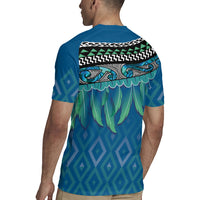 Aotearoa Maori Ngati Kahungunu Iwi Paua Blue Rugby Jersey Korowai Tukutuku Kaokao Motifs