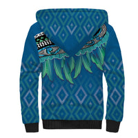 Aotearoa Maori Ngati Kahungunu Iwi Paua Blue Sherpa Hoodie Korowai Tukutuku Kaokao Motifs