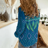 Aotearoa Maori Ngati Kahungunu Iwi Paua Blue Women Casual Shirt Korowai Tukutuku Kaokao Motifs