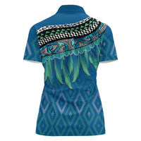 Aotearoa Maori Ngati Kahungunu Iwi Paua Blue Women Polo Shirt Korowai Tukutuku Kaokao Motifs