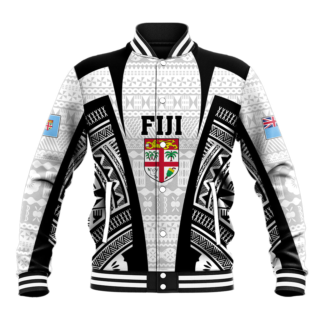 Personalised Fiji Rugby Baseball Jacket 2023 World Cup History Makers - White Ver LT7 Unisex White - Polynesian Pride
