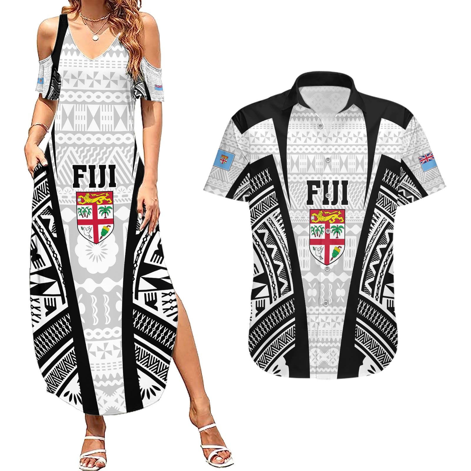 personalised-fiji-rugby-couples-matching-summer-maxi-dress-and-hawaiian-shirt-2023-world-cup-history-makers-white-ver
