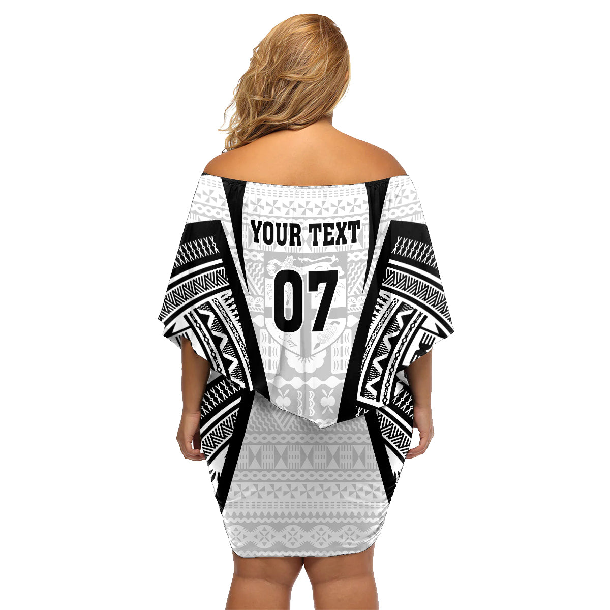 personalised-fiji-rugby-family-matching-off-shoulder-short-dress-and-hawaiian-shirt-2023-world-cup-history-makers-white-ver