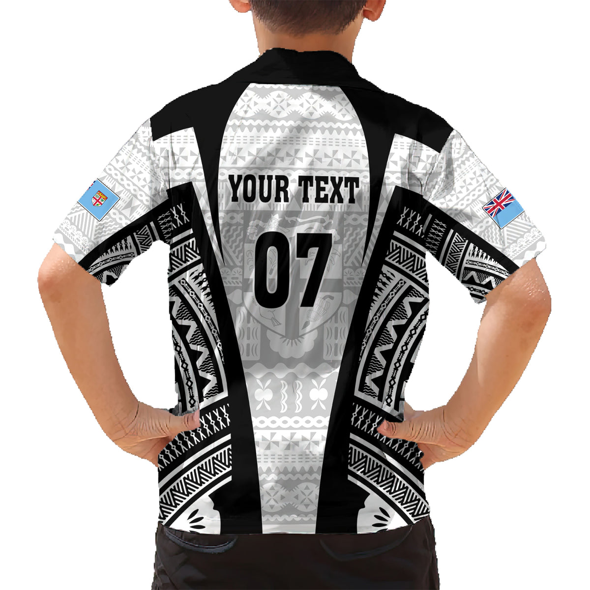 personalised-fiji-rugby-family-matching-short-sleeve-bodycon-dress-and-hawaiian-shirt-2023-world-cup-history-makers-white-ver