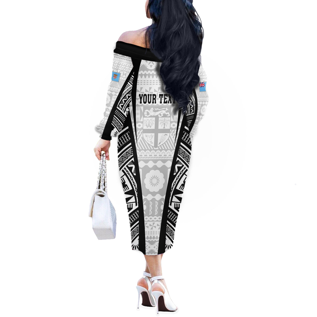 personalised-fiji-rugby-off-the-shoulder-long-sleeve-dress-2023-world-cup-history-makers-white-ver