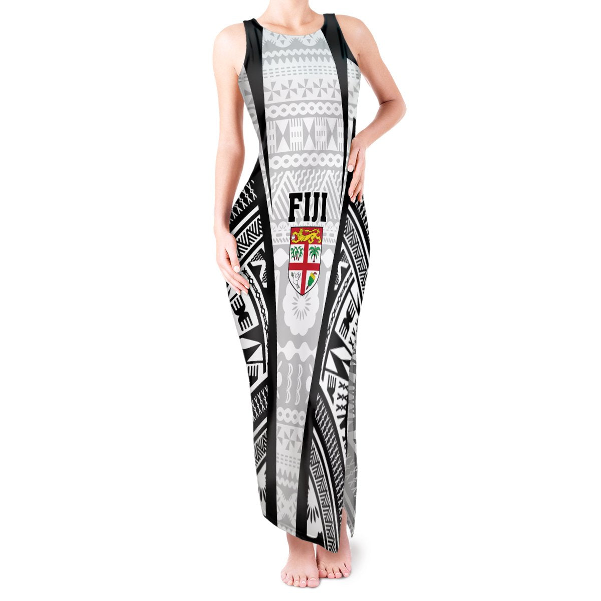 Personalised Fiji Rugby Tank Maxi Dress 2023 World Cup History Makers - White Ver LT7 Women White - Polynesian Pride
