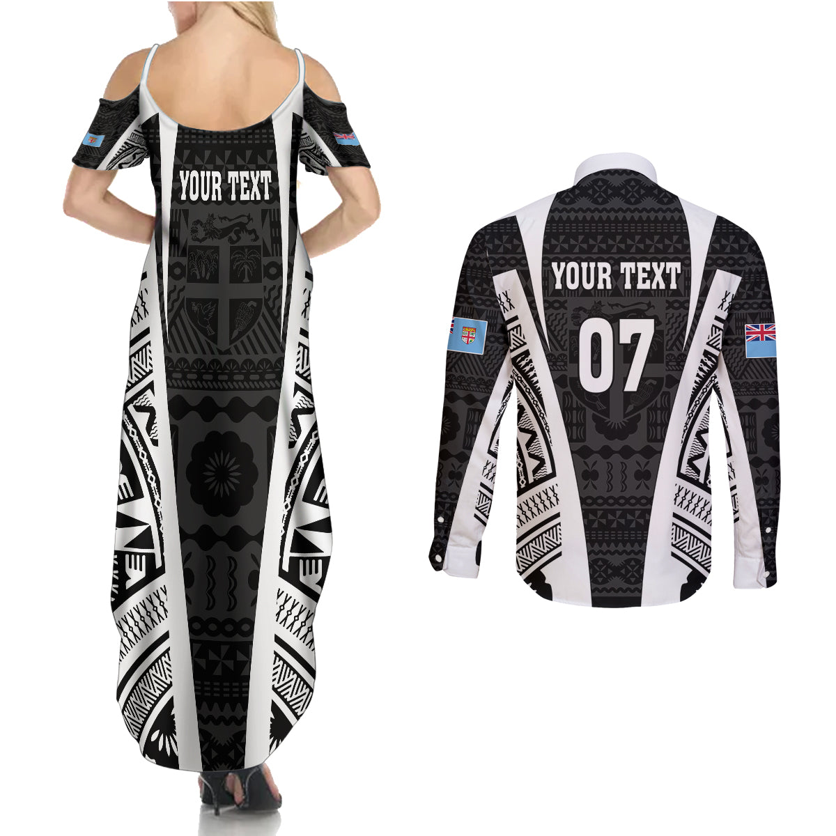 personalised-fiji-rugby-couples-matching-summer-maxi-dress-and-long-sleeve-button-shirts-2023-world-cup-history-makers-black-ver