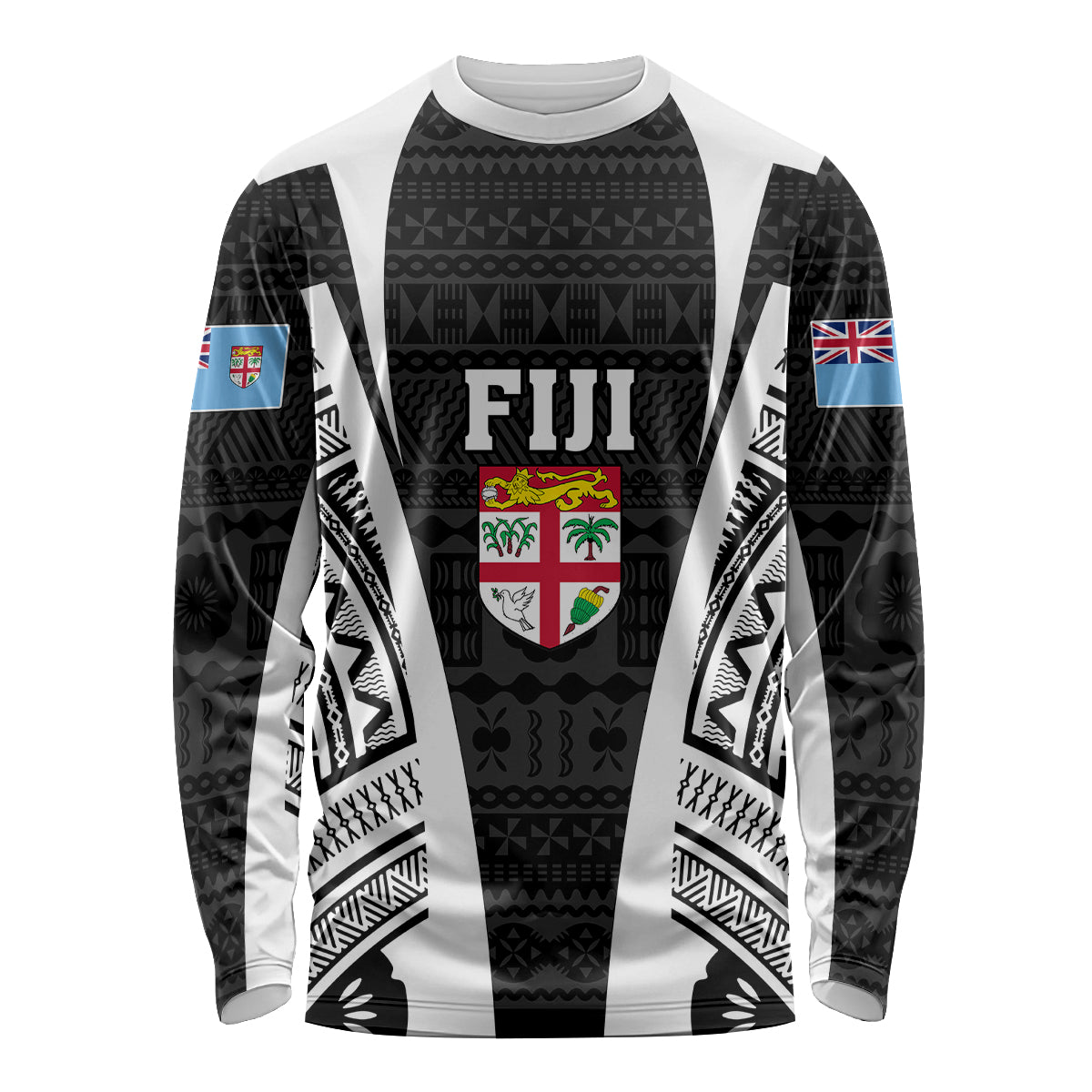 Personalised Fiji Rugby Long Sleeve Shirt 2023 World Cup History Makers - Black Ver LT7 Unisex Black - Polynesian Pride