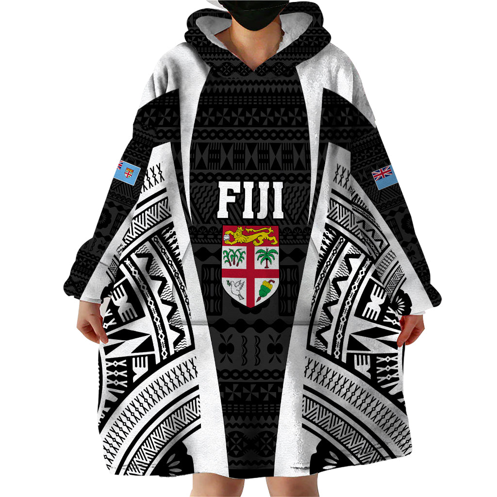 personalised-fiji-rugby-wearable-blanket-hoodie-2023-world-cup-history-makers-black-ver