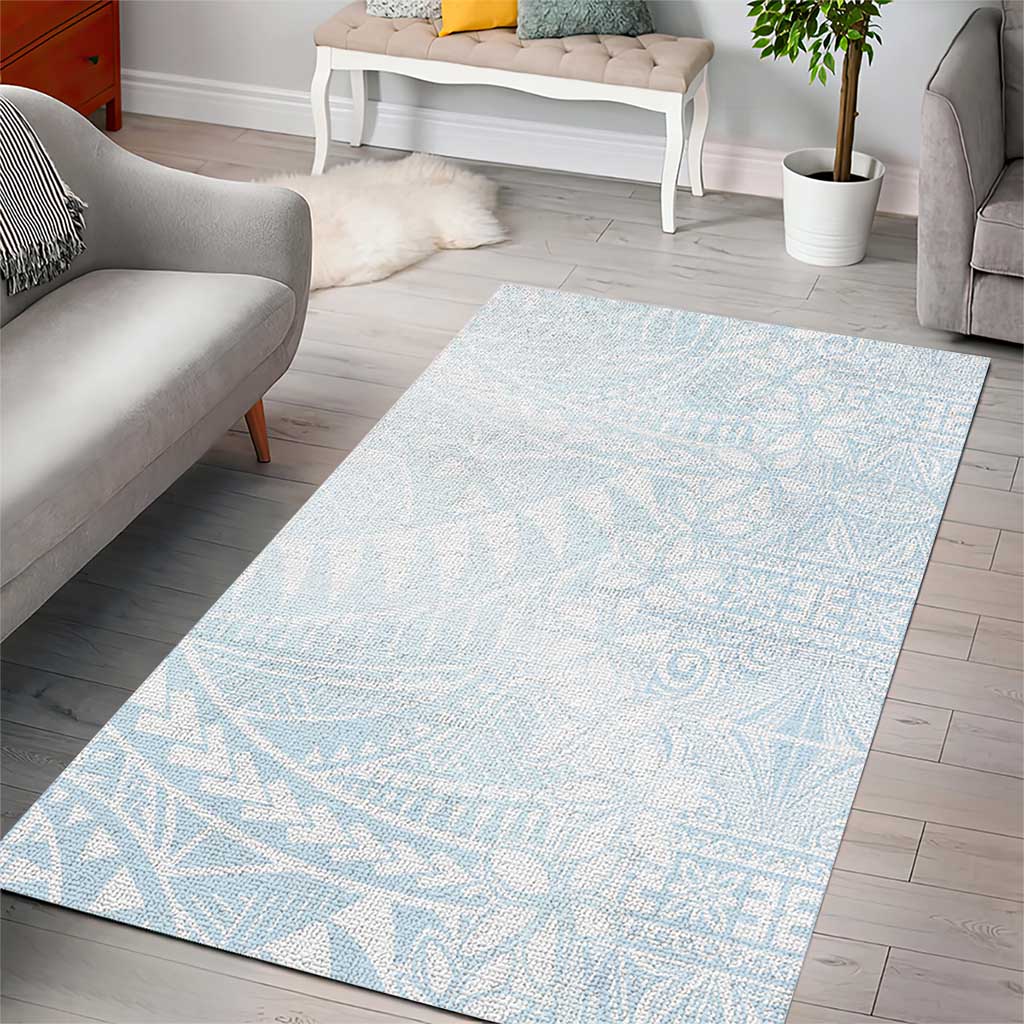 White Sunday Area Rug Plumeria Tatau Mix Tapa