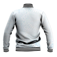 White Sunday Baseball Jacket Plumeria Tatau Mix Tapa