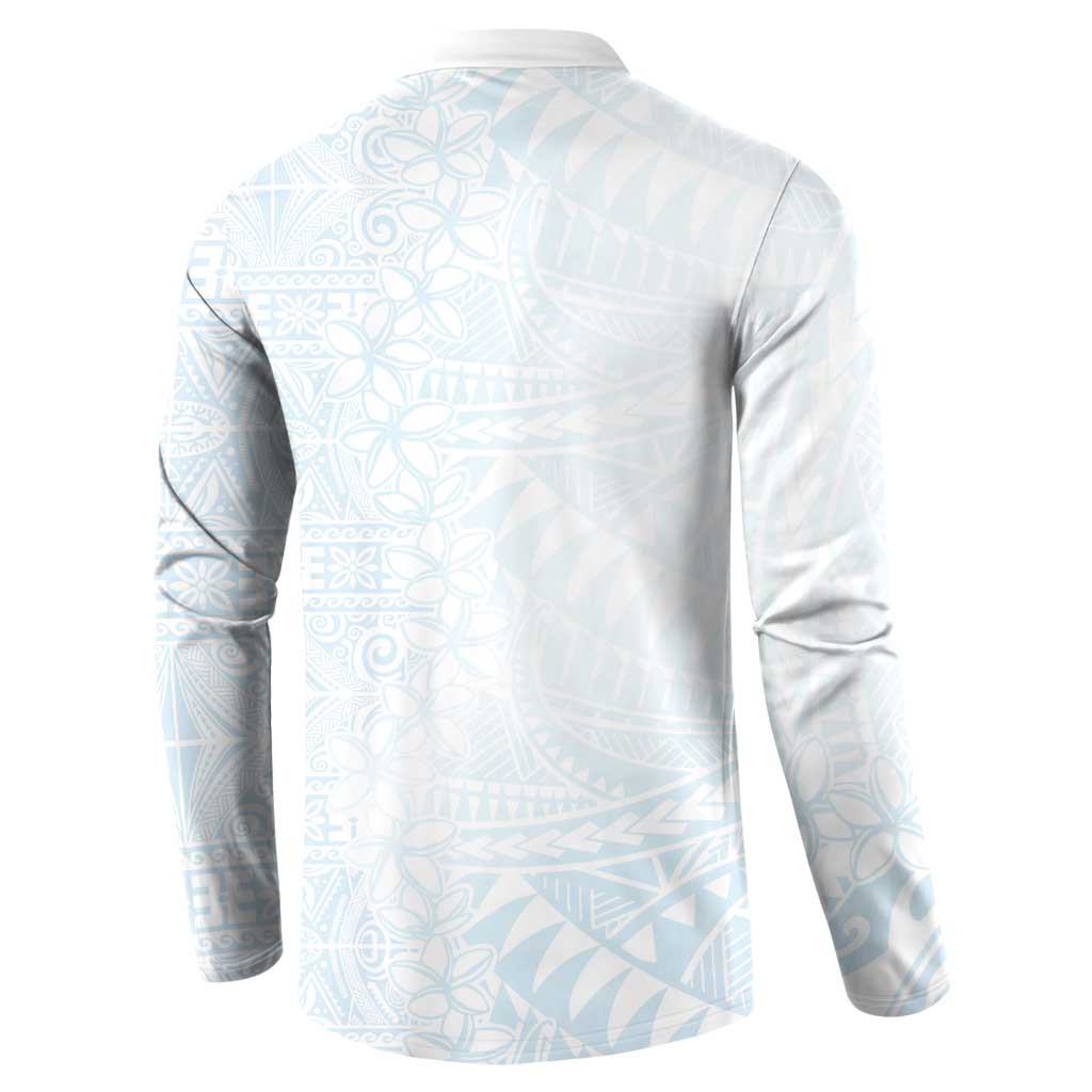 White Sunday Button Sweatshirt Plumeria Tatau Mix Tapa