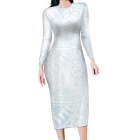 White Sunday Family Matching Long Sleeve Bodycon Dress and Hawaiian Shirt Plumeria Tatau Mix Tapa