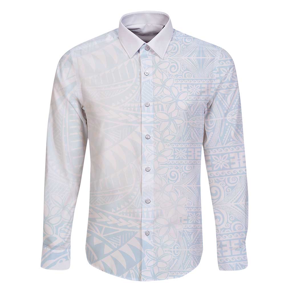 White Sunday Family Matching Off Shoulder Maxi Dress and Hawaiian Shirt Plumeria Tatau Mix Tapa