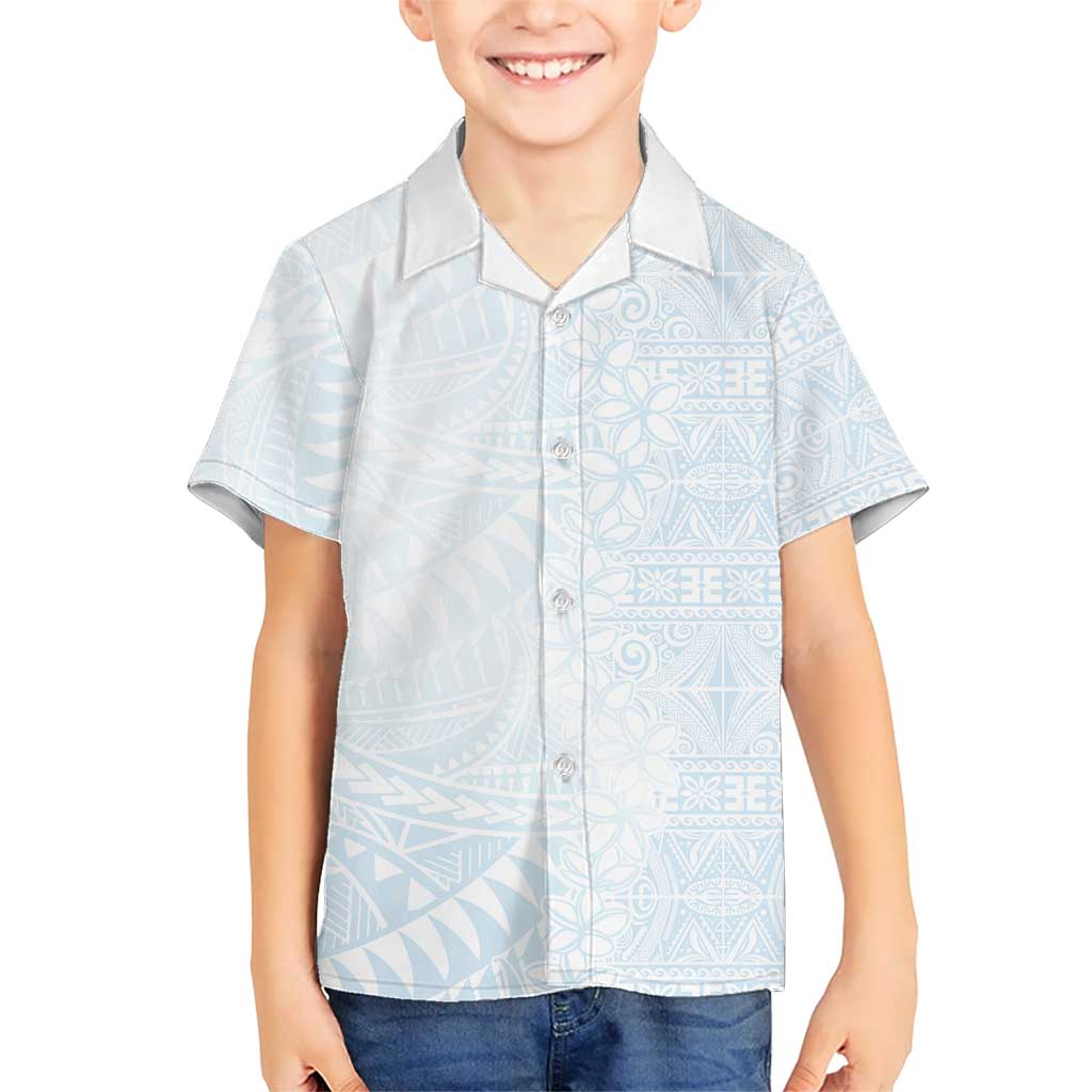 White Sunday Kid Hawaiian Shirt Plumeria Tatau Mix Tapa