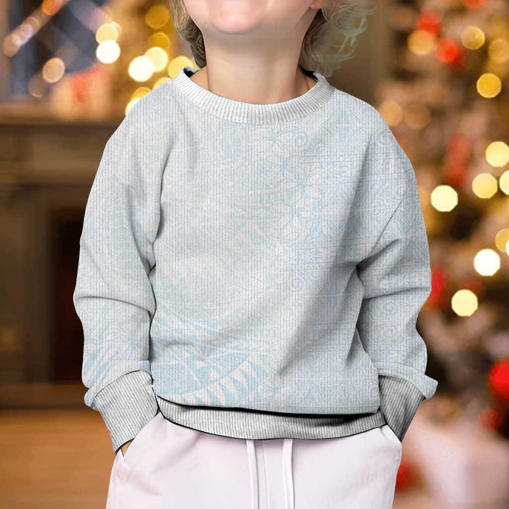 White Sunday Kid Ugly Christmas Sweater Plumeria Tatau Mix Tapa