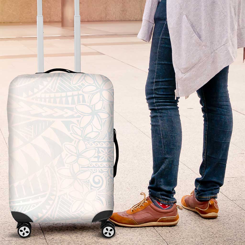 White Sunday Luggage Cover Plumeria Tatau Mix Tapa LT7 White - Polynesian Pride