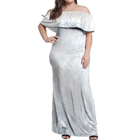 White Sunday Off Shoulder Maxi Dress Plumeria Tatau Mix Tapa