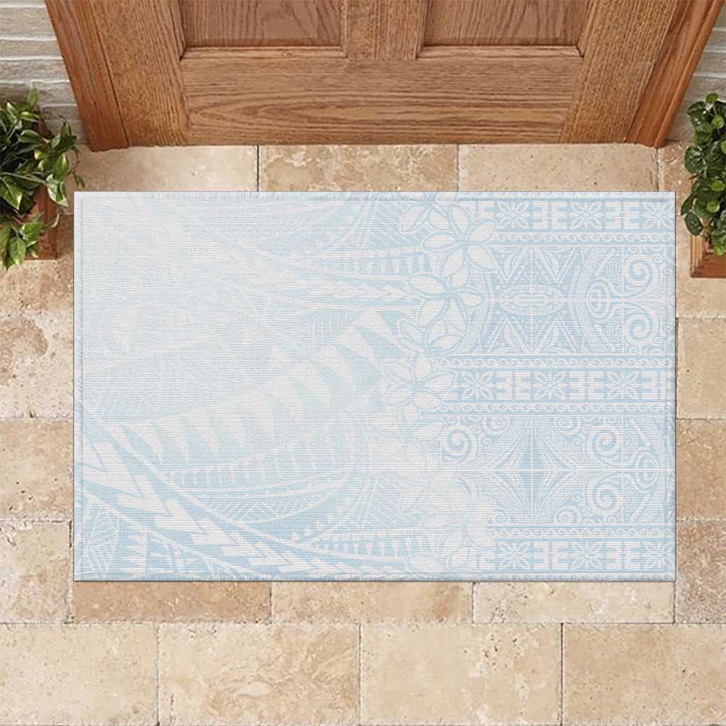 White Sunday Rubber Doormat Plumeria Tatau Mix Tapa LT7 White - Polynesian Pride