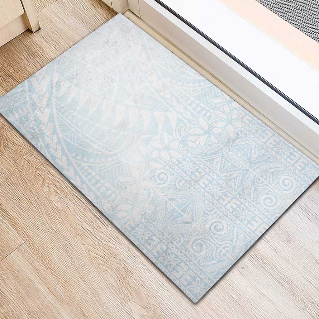 White Sunday Rubber Doormat Plumeria Tatau Mix Tapa