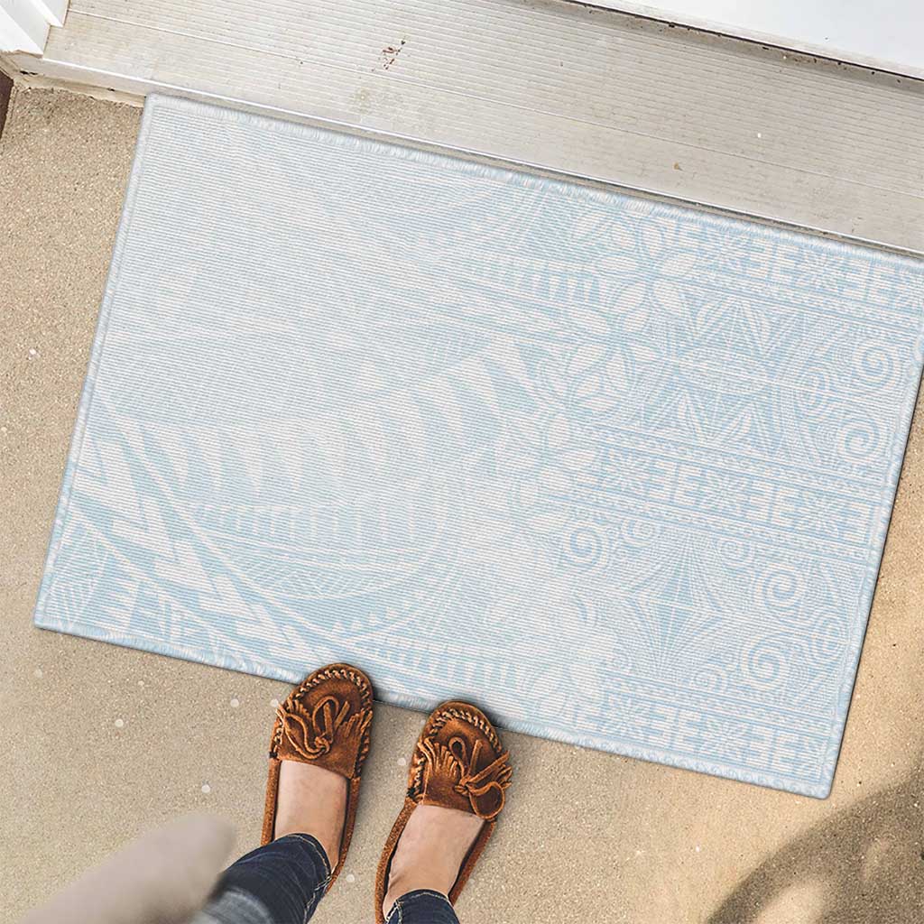 White Sunday Rubber Doormat Plumeria Tatau Mix Tapa