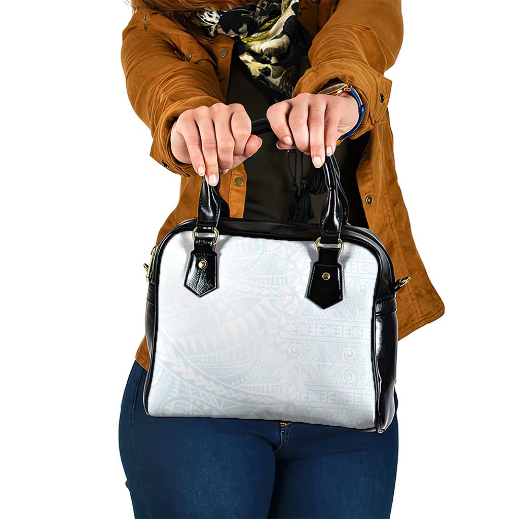 White Sunday Shoulder Handbag Plumeria Tatau Mix Tapa LT7 One Size White - Polynesian Pride