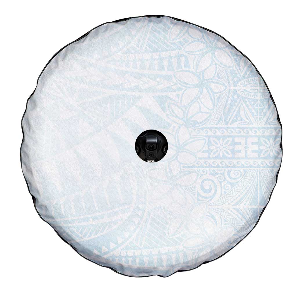 White Sunday Spare Tire Cover Plumeria Tatau Mix Tapa